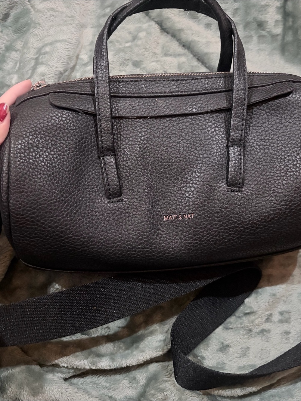 Matt & Nat Black Pebbled Vegan Crossbody Satchel